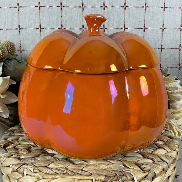 Rae Dunn Pumpkin Spice Drink Dispenser Iridescent Glossy Orange New Original Box - Picture 4 of 9